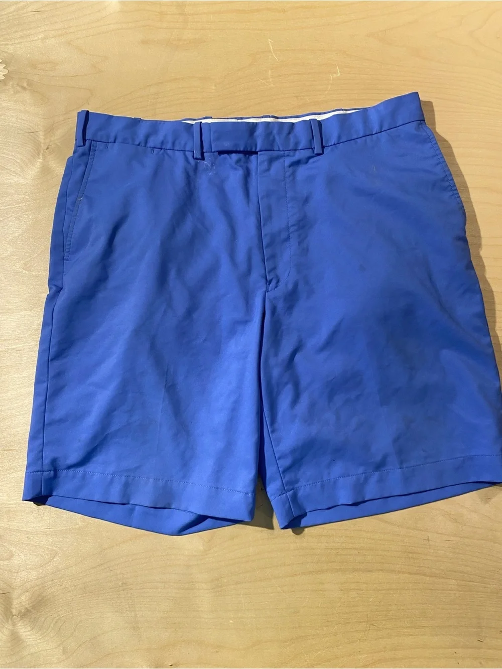 Ralph Lauren Royal Blue Flat-Front Cotton Shorts 38 (RS)